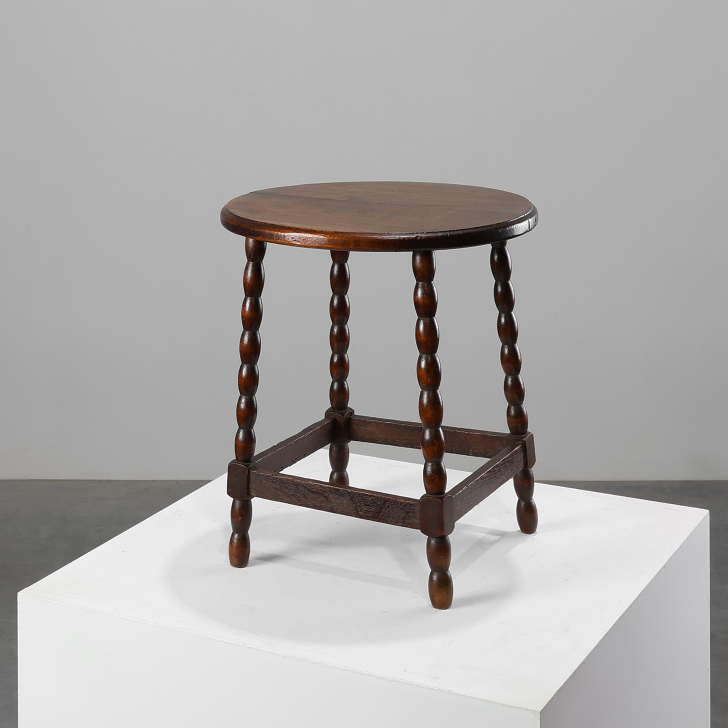 French Provincial Rustic Oak Stool, circa 1900-img